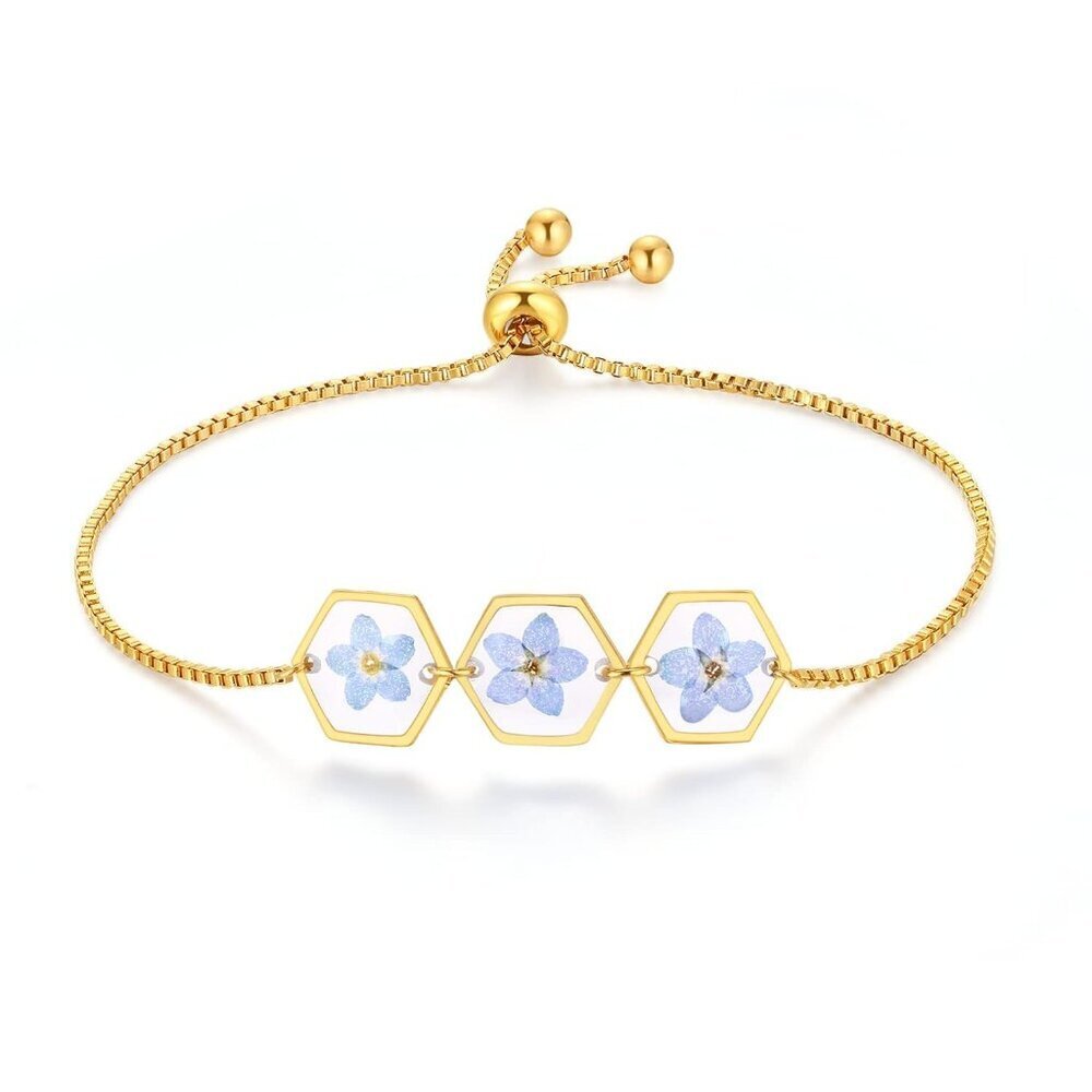 Forget-Me-Not Pressed Wildflower Bracelet | Personalized Handmade Bracelet | Rea